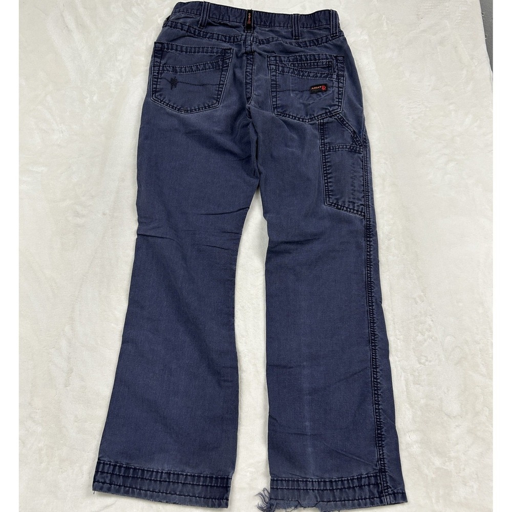 Ariat Work FR M4 Boot Cut Pants Mens 31x32 Navy Blue Flame Resistant Distressed